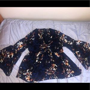 A.N.A. Low-cut Peplum Shirt-Multicolored